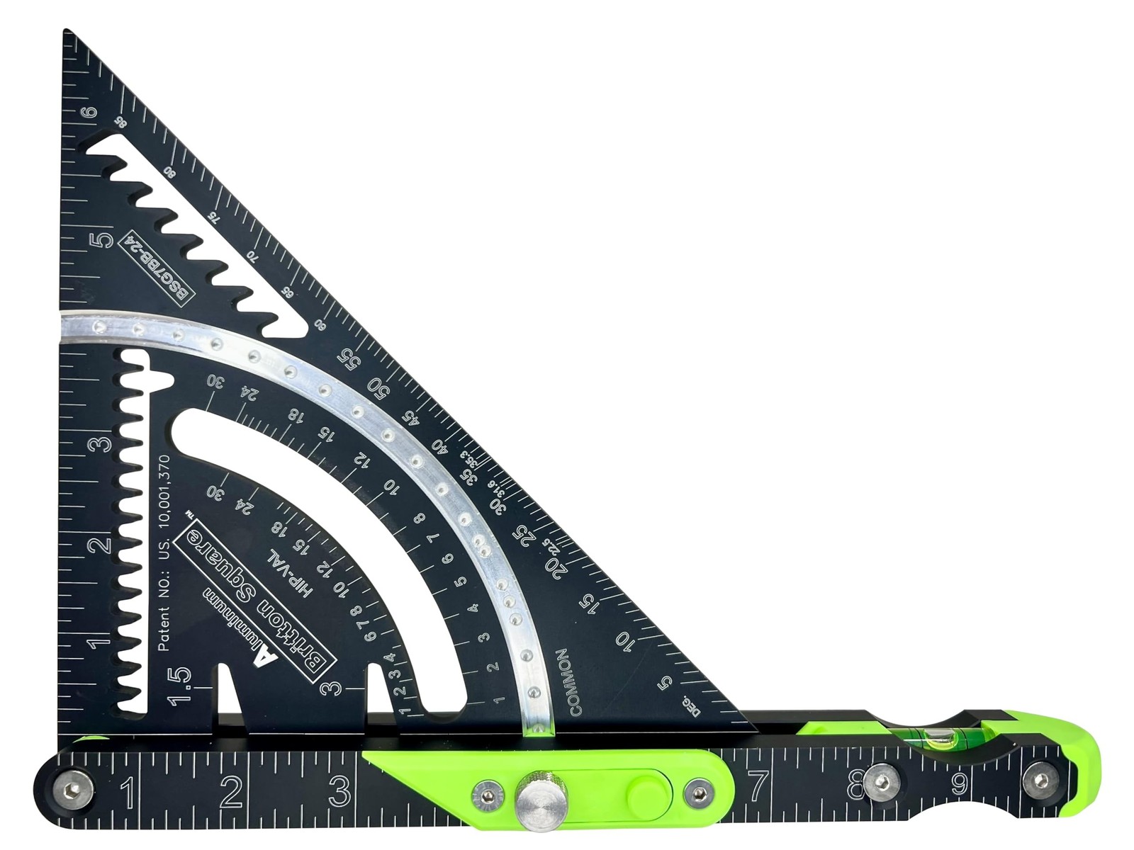 7”-Black/Green- Aluminum, Rafter Square