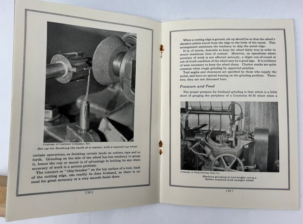 1930 Norton Company Grinding of Cemented Tungsten Carbide Wocester MA