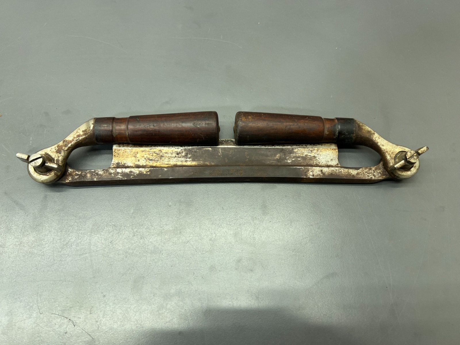 (w) ANTIQUE A.J. WILKINSON 8″ FOLDING DRAW KNIFE PAT. 1895 – VGC – USA