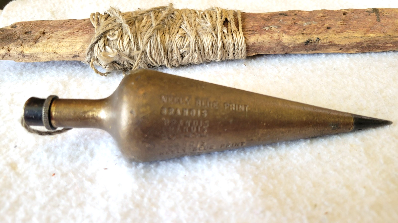 Antique Brass Plumb Bob Brandis. Multiple stampings.