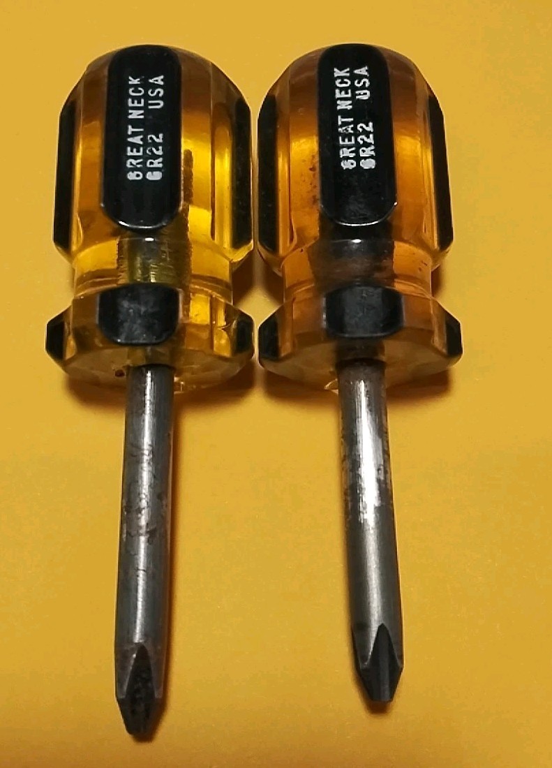 2pc GR22 GREAT NECK #2 STUBY SCREWDRIVER SET USA 🇺🇸