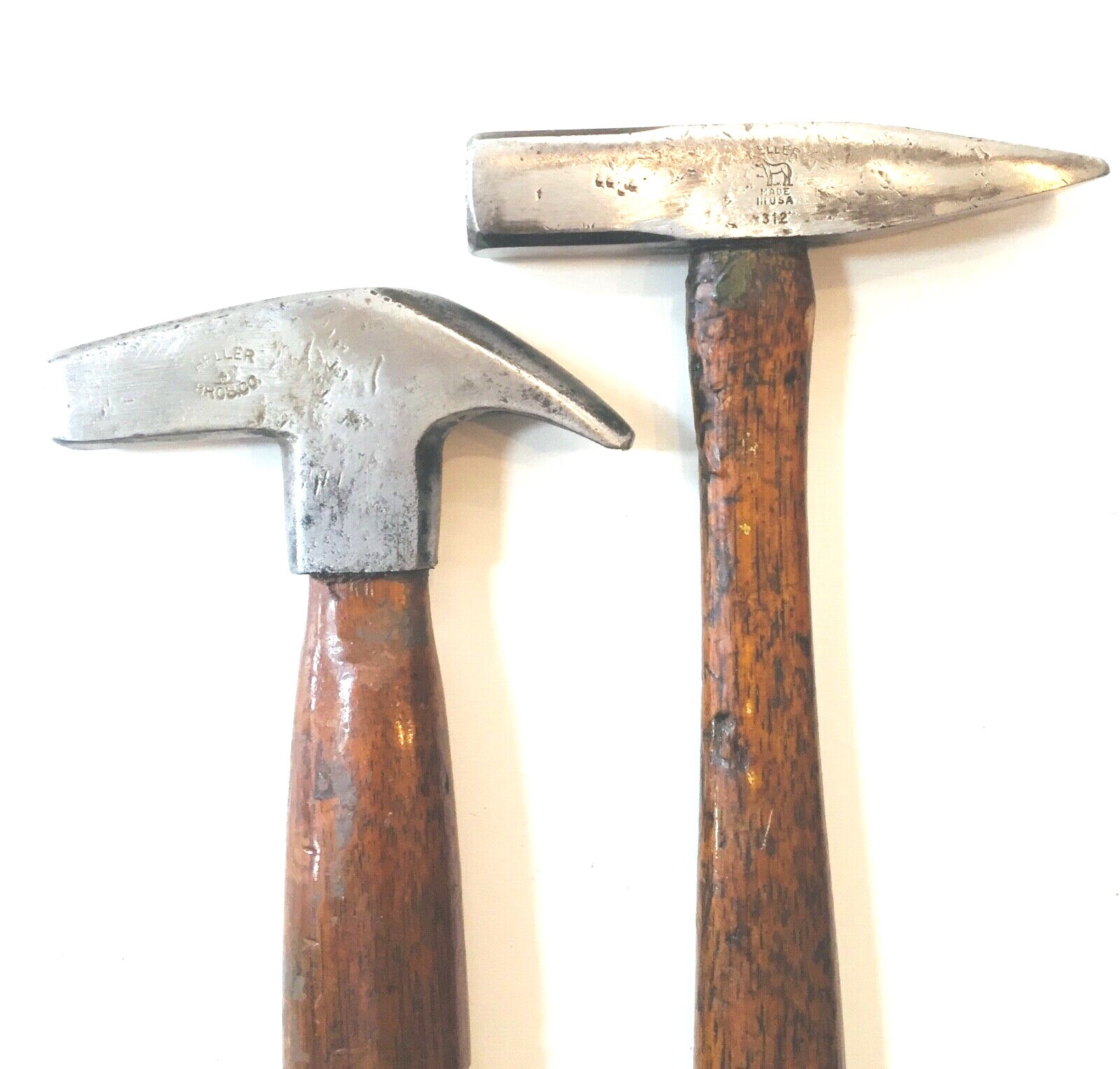 2 Vintage HELLER BROS. CO. Farrier’s Hammers; No. 312 Cross Peen