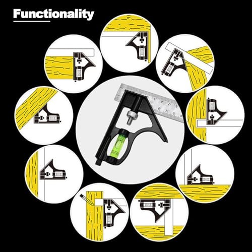 12″ Metric Combination Square Ruler for Electricians and Carpenters 45-90