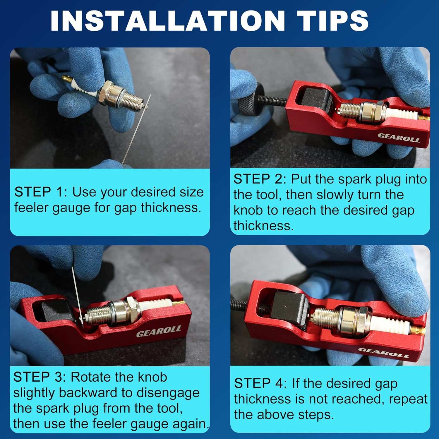 Spark Plug Gap Tool with 32 Blade Steel Feeler Gauge, Spark Plug Gapping Tool