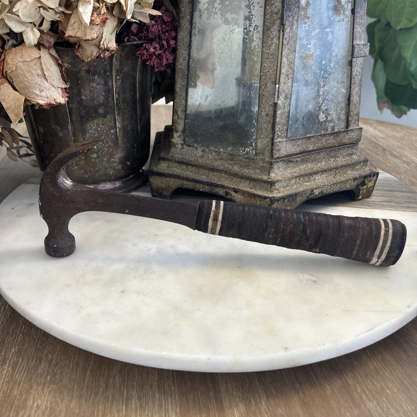 Vintage Hand forged Estwing Stacked Leather Curved Claw Hammer 16 Oz