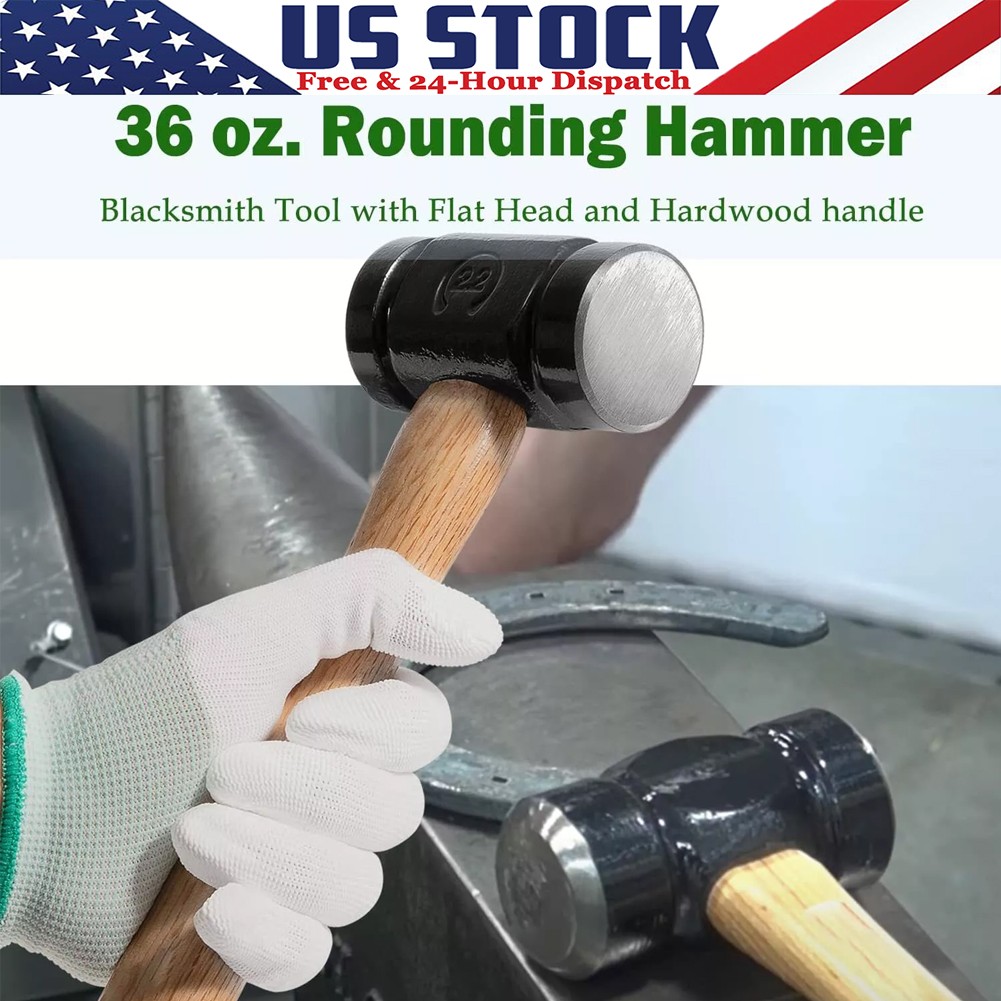 61B 36oz Handmade Rounding Hammer for Blacksmith Horseshoer & Farrier Forge Tool
