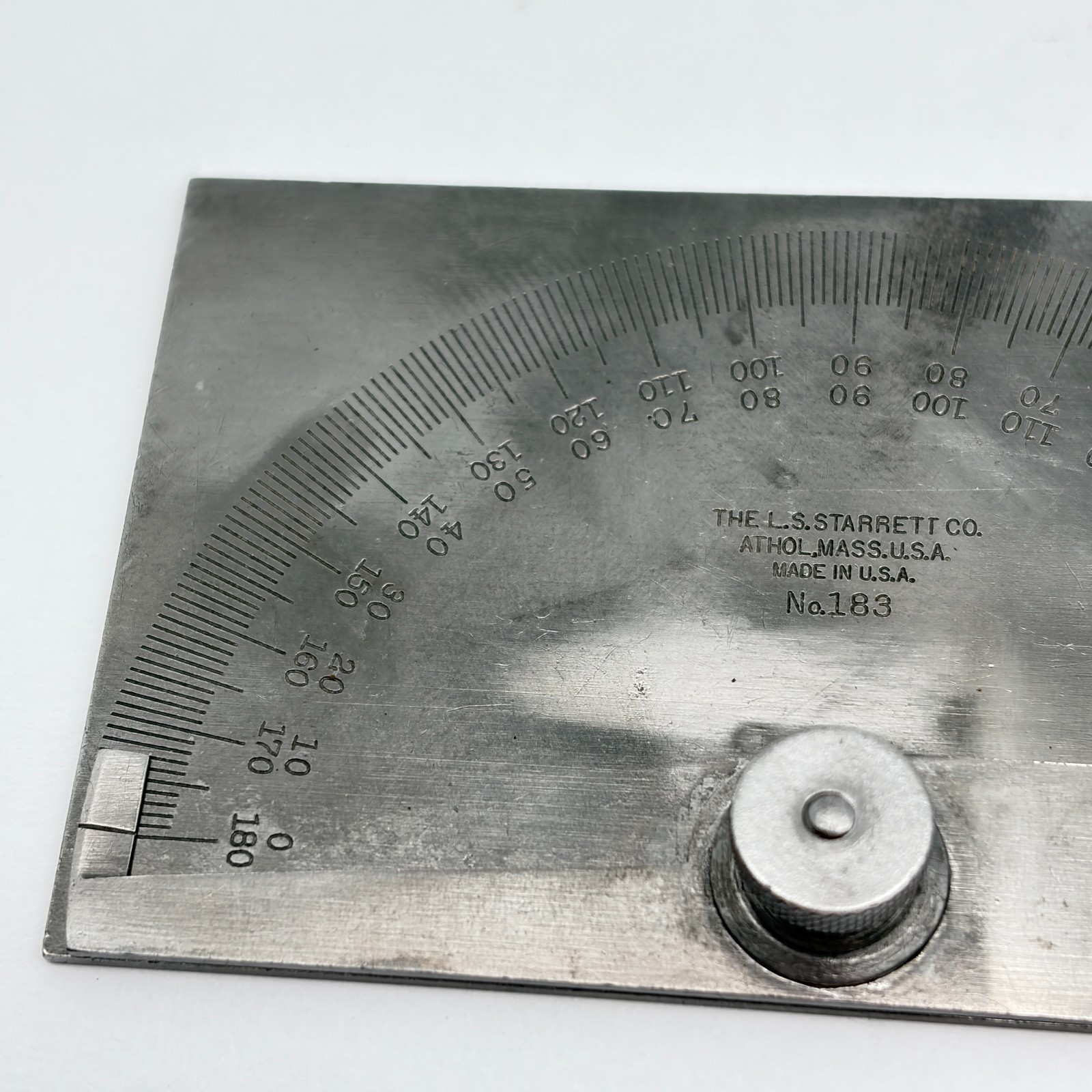 Vintage L.S. Starrett Co. No 183 Protractor Machinist Tool USA Rectangular Head