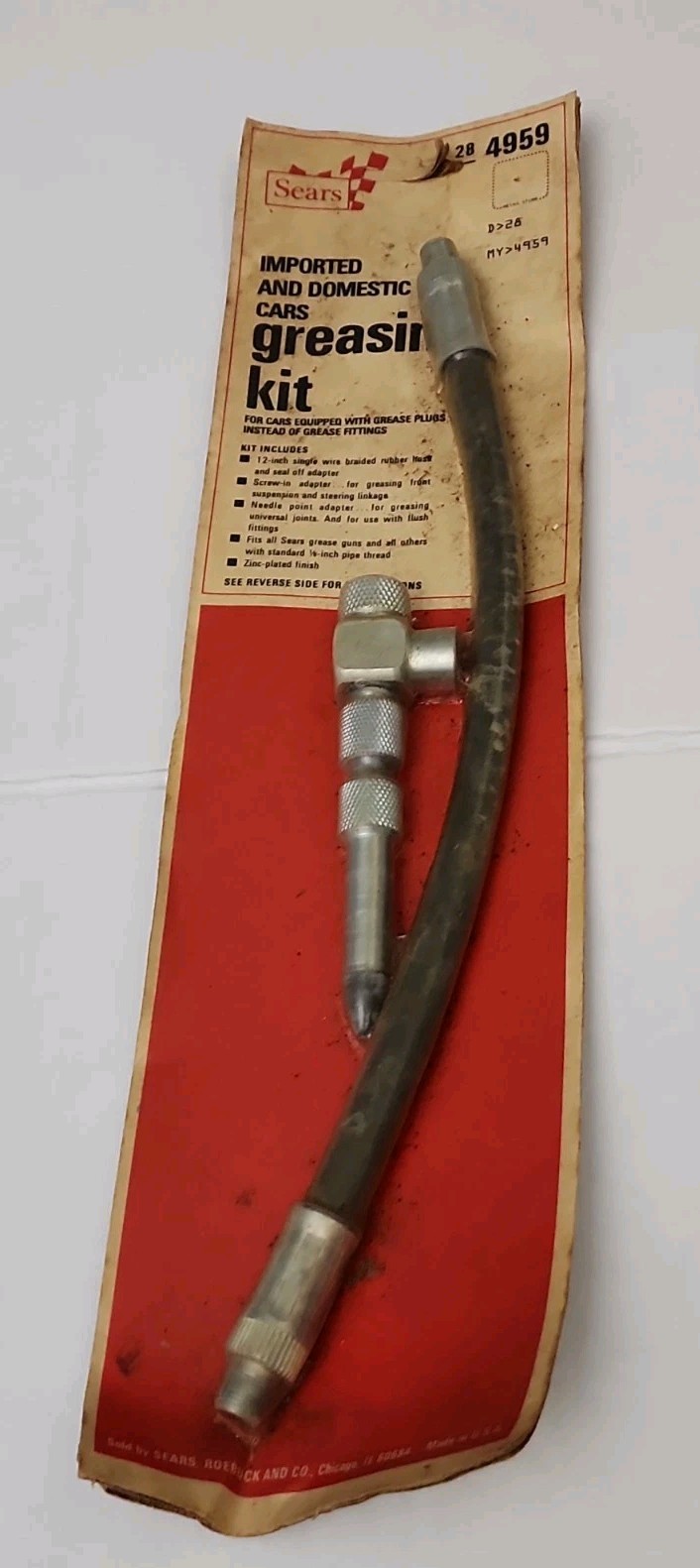 Vintage Sears Greasing Kit Import Domestic Cars Grease Fittings 4959 NOS