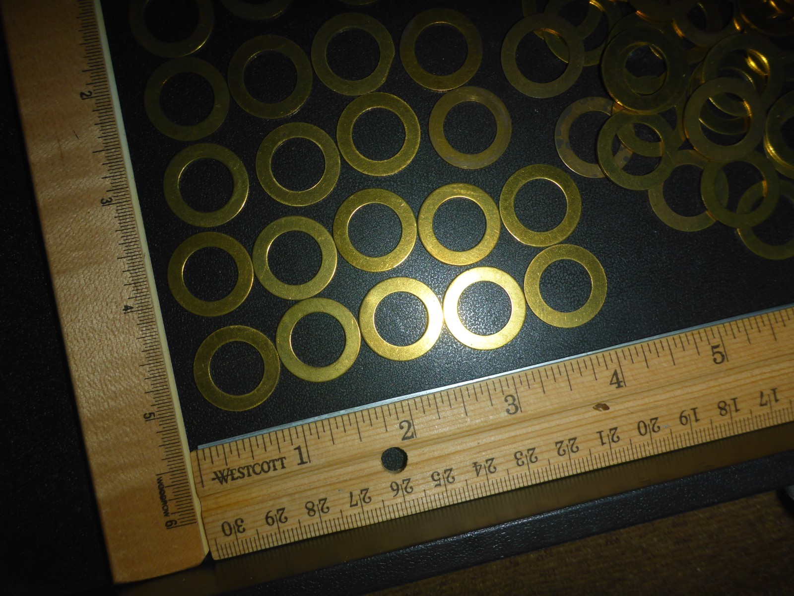190 New Old Stock Solid Brass Flat Washers Friction Rings 13/16″ OD & 1/2″ ID