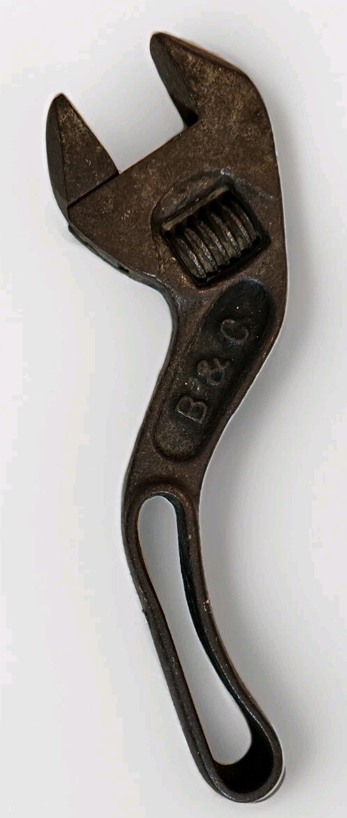 Vintage Bemis & Call Co. 8″ -“S” Curved Adjustable Wrench, B&C, USA! Works*
