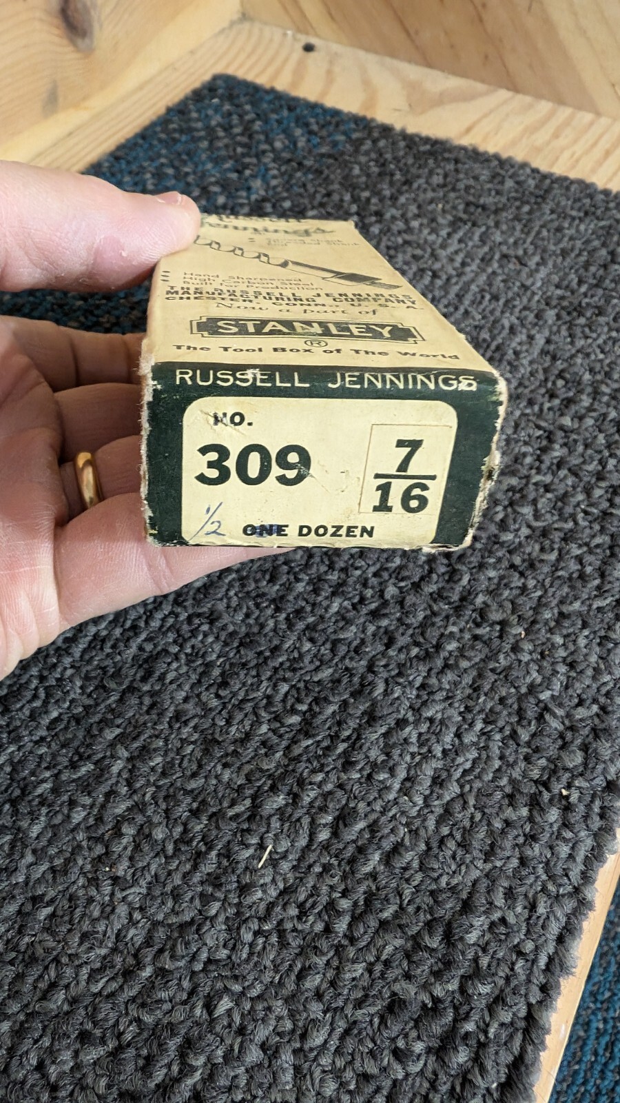 Vintage NOS Sealed Box of 6 Stanley Russell Jennings No. 308 7/16″ Square Shank