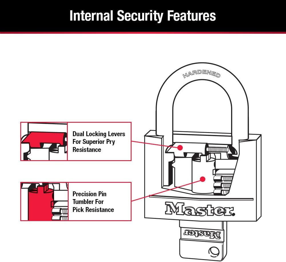 Master Lock Black Covered Aluminum Padlock, Gym Locker Lock with Key for Indoor