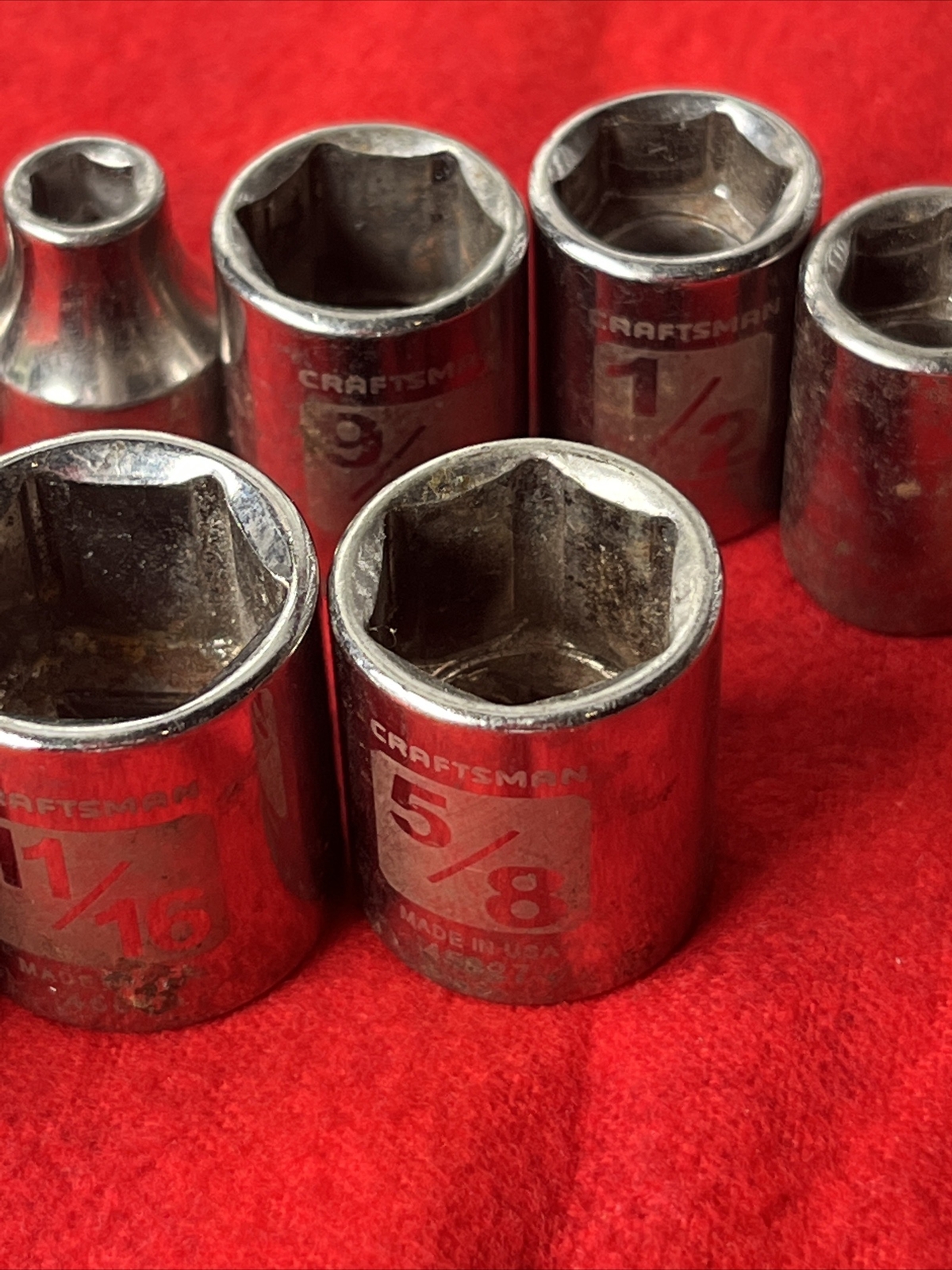 SET OF 9 CRAFTSMAN EZ READ SOCKETS 45829 series, 3/8 Dr, 6 Pt. (tb2.3)