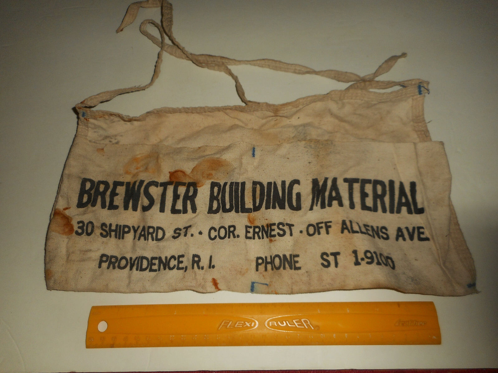 BREWSTER BUILDING MATERIAL Providence RI Carpenters Canvas Nail Apron c1950