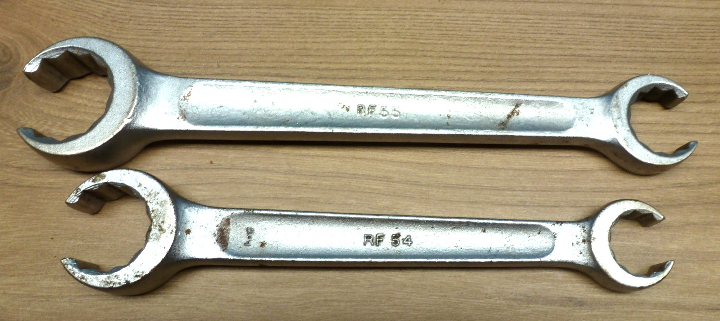 Vintage Pair BONNEY Tools USA Flare Nut Line Wrench Set RF54 & RF55
