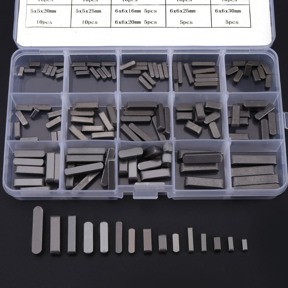 140Pcs Parallel Square Stock Key, Shaft Feather Stock Assortment, Round Ended…