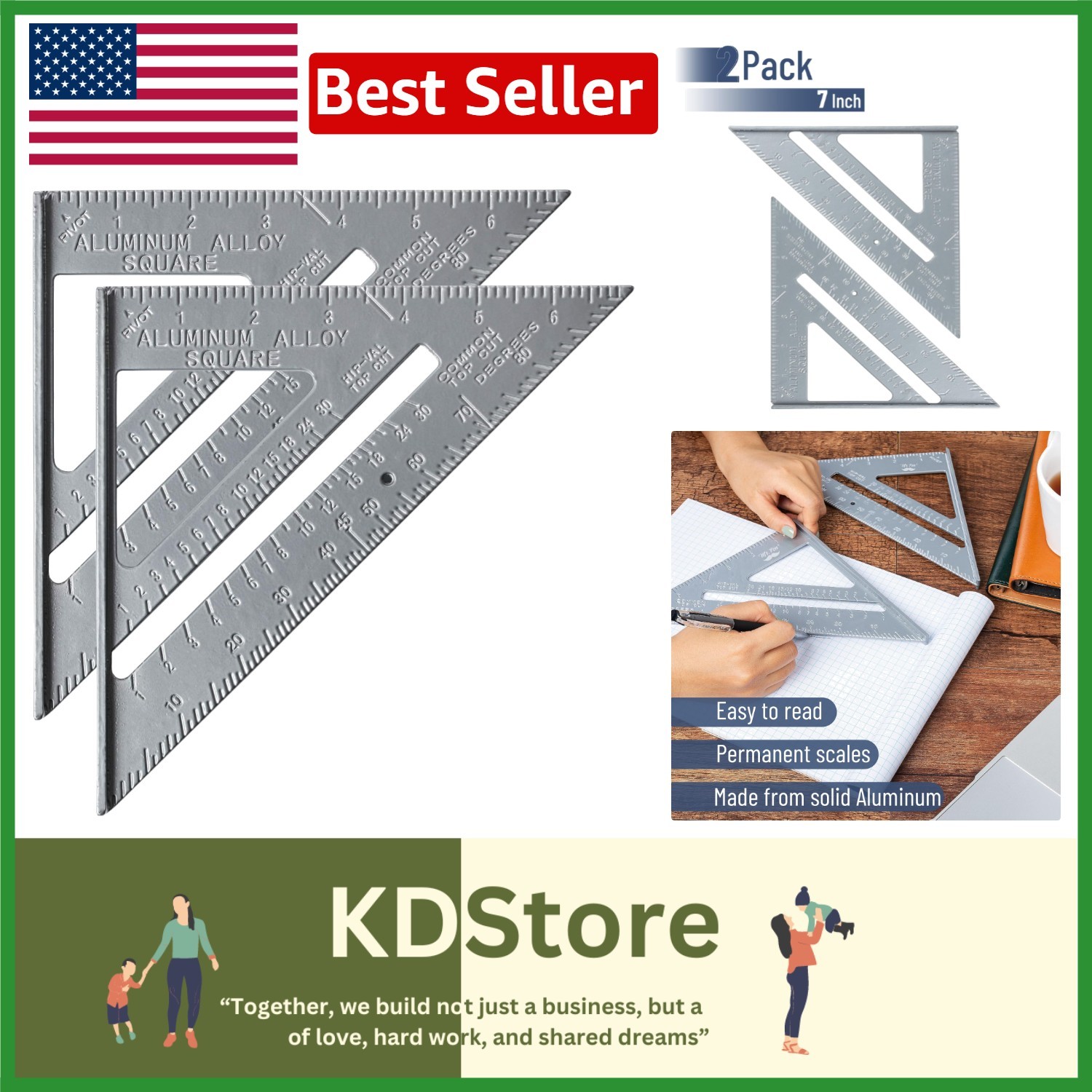 Weather-Resistant Rafter Squares 7″ – Set of 2 for Reliable Measurements