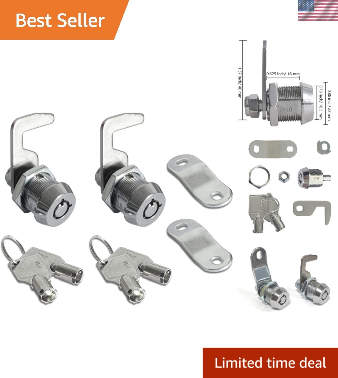 Effortless Installation 2-Pack Tubular Cam Locks – Security for Cabinets & More