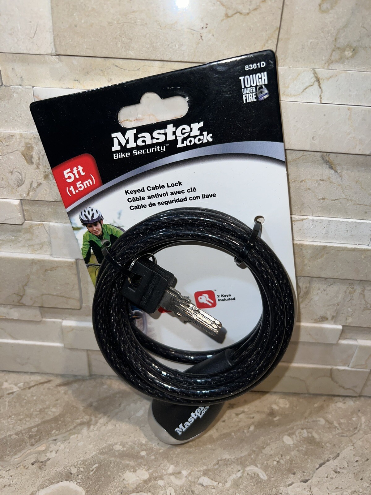 MASTER LOCK 5 FT. BICYCLE CABLE LOCK – 8361D – KEYED LOCK