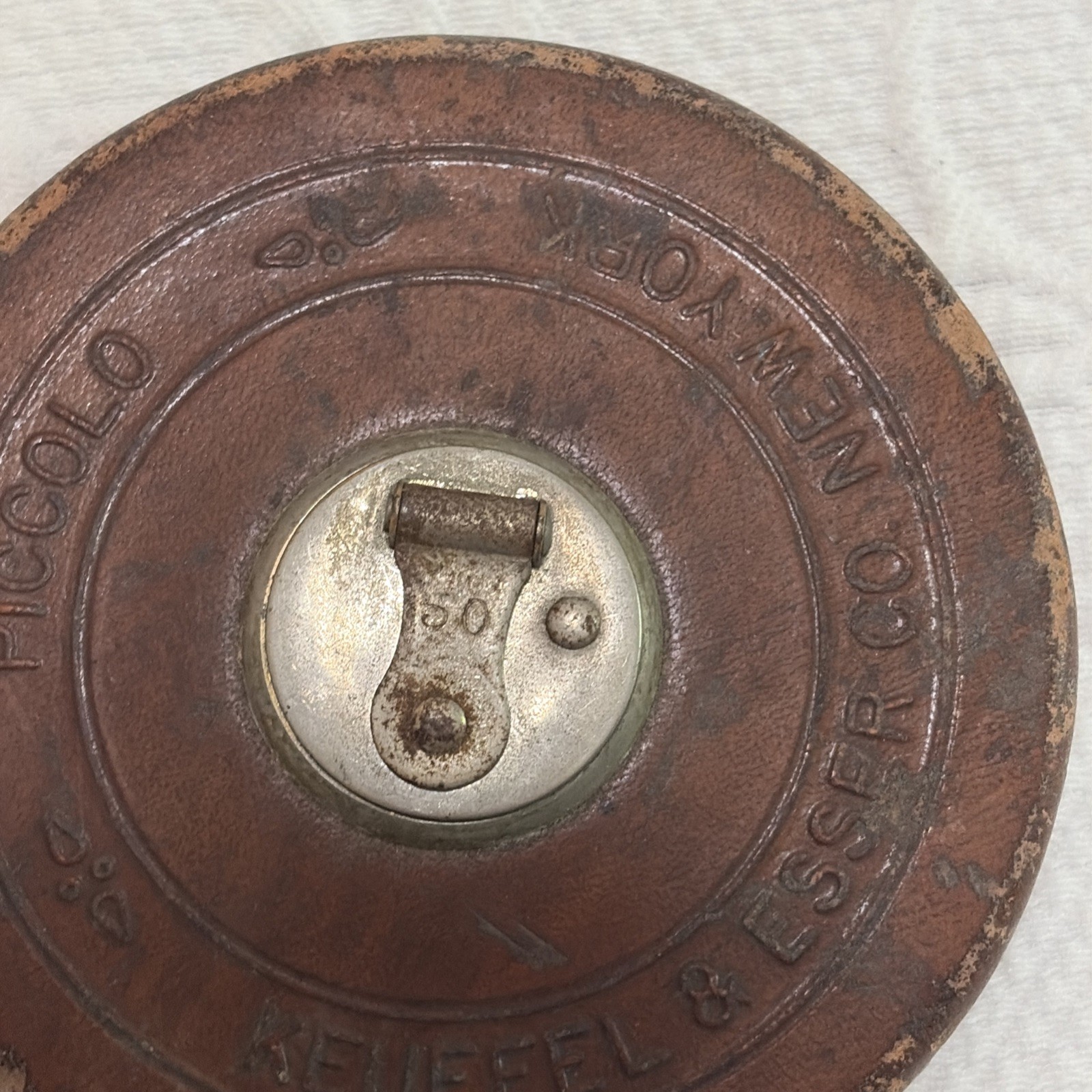 VINTAGE KEUFFEL & ESSER CO. NY “The Piccolo” LEATHER Bound TAPE MEASURE 50 Feet