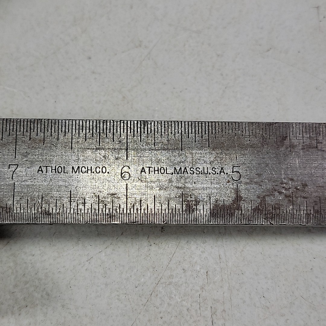 Vintage Athol Machine Co 12″ Rule Ruler No 500 & Center Head Square