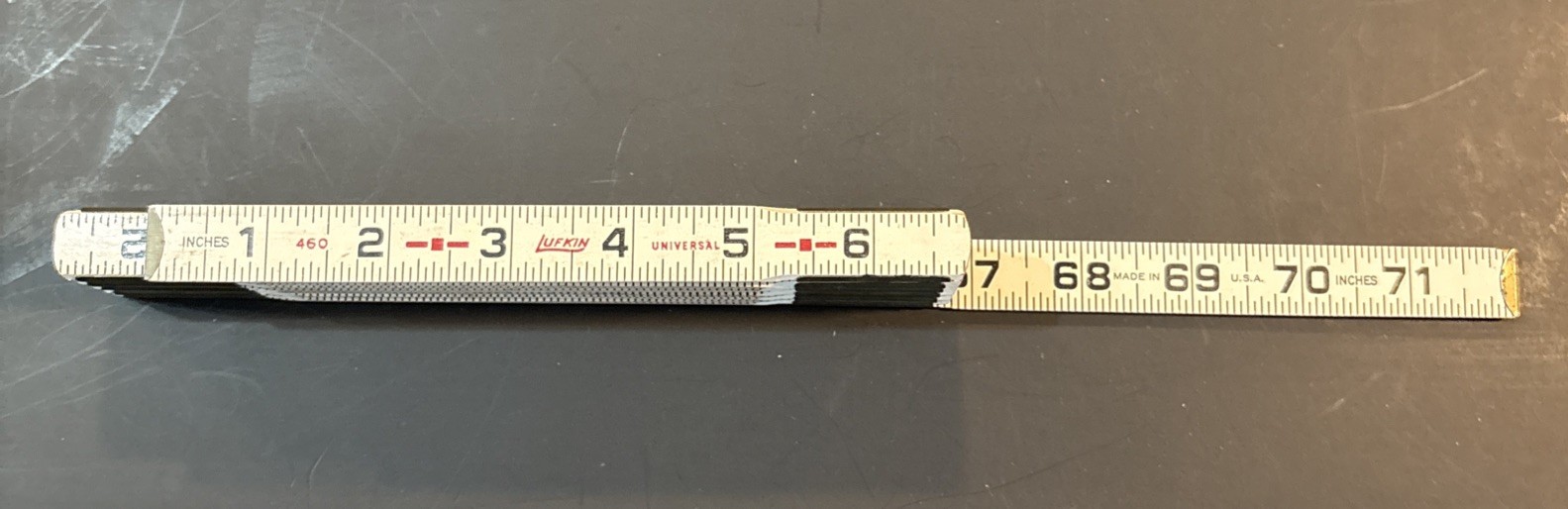 LUFKIN 72″ Universal FOLDING RULER, 460, 5/8″ Wide, 6′ Home Shop USA, VTG
