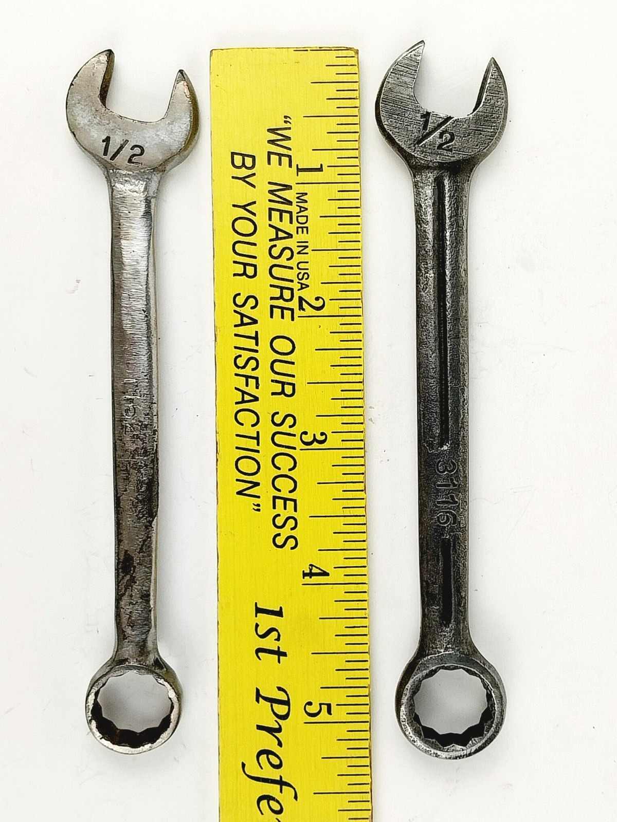 Two Vintage ARMSTRONG Combination 1/2 inch Wrenches 12-Pt Hi-Tensile Alloy Steel