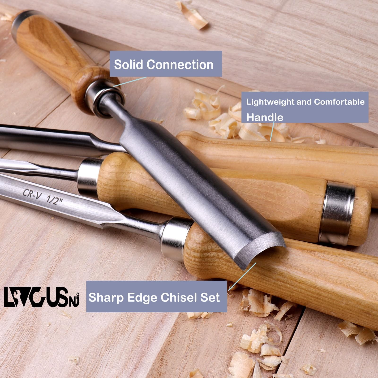 4-Pieces Woodworking Wood Chisel Set,CR-V Steel Sharp Curved Edge Gouge Firm