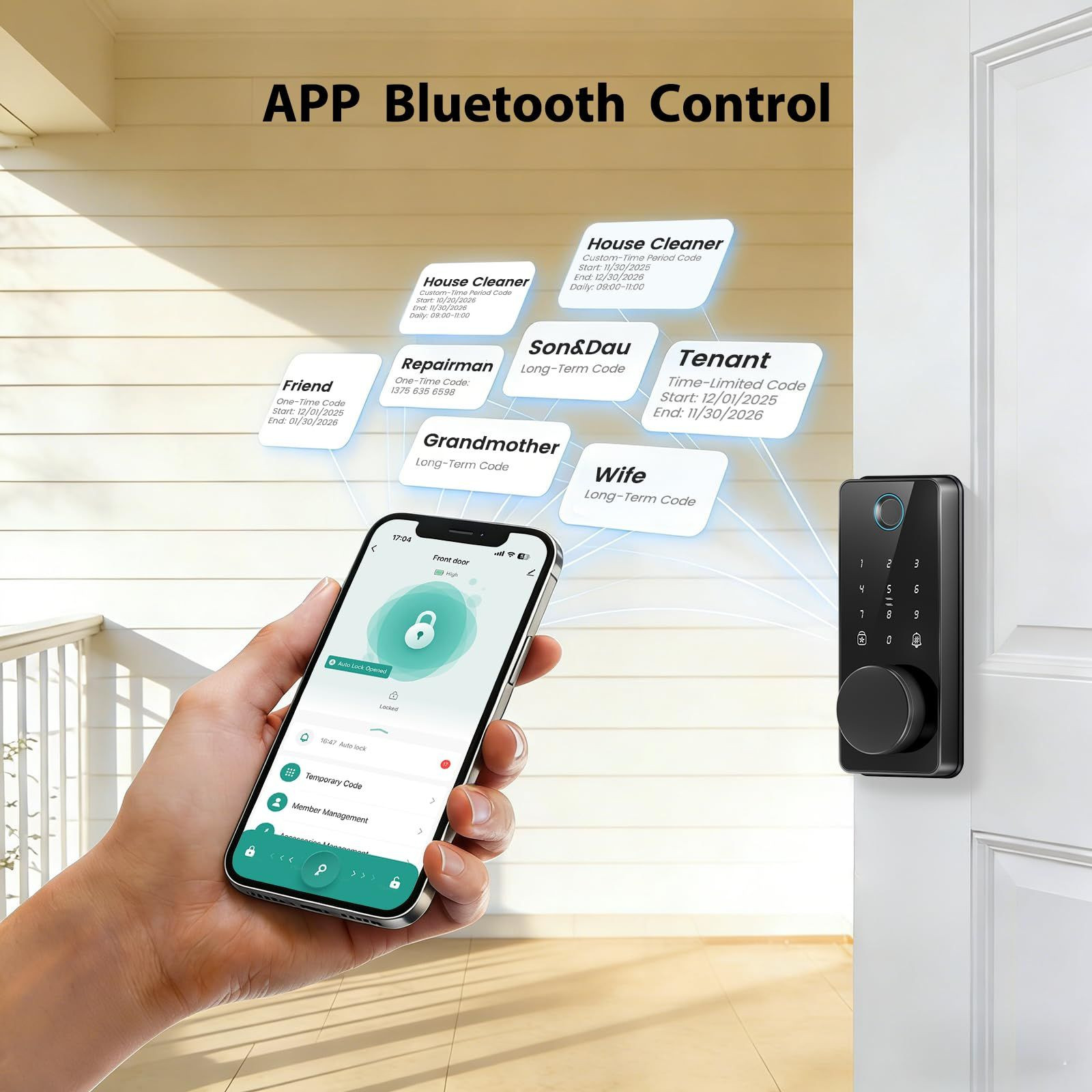Keyless Entry Door Lock, Biquole Smart Lock with App Control, Matte Black