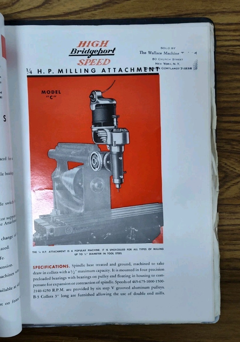 Wallace Industrial Machine Tool Supply Brochure Folder Bridgeport Vtg Catalog