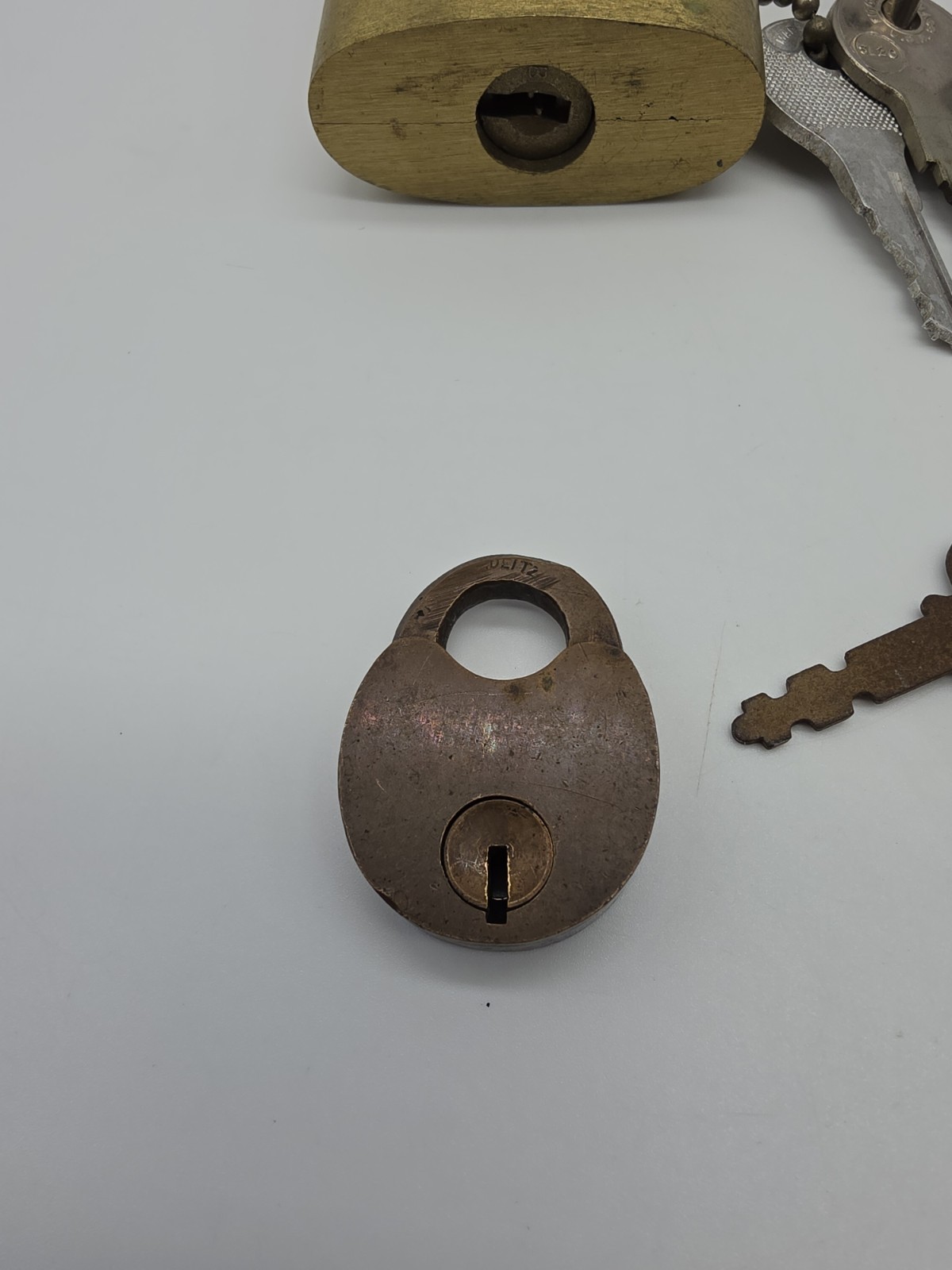 LOT of 6 Vintage Padlocks Slaymaker Dietz Master Reese Solid Brass 4 w/keys