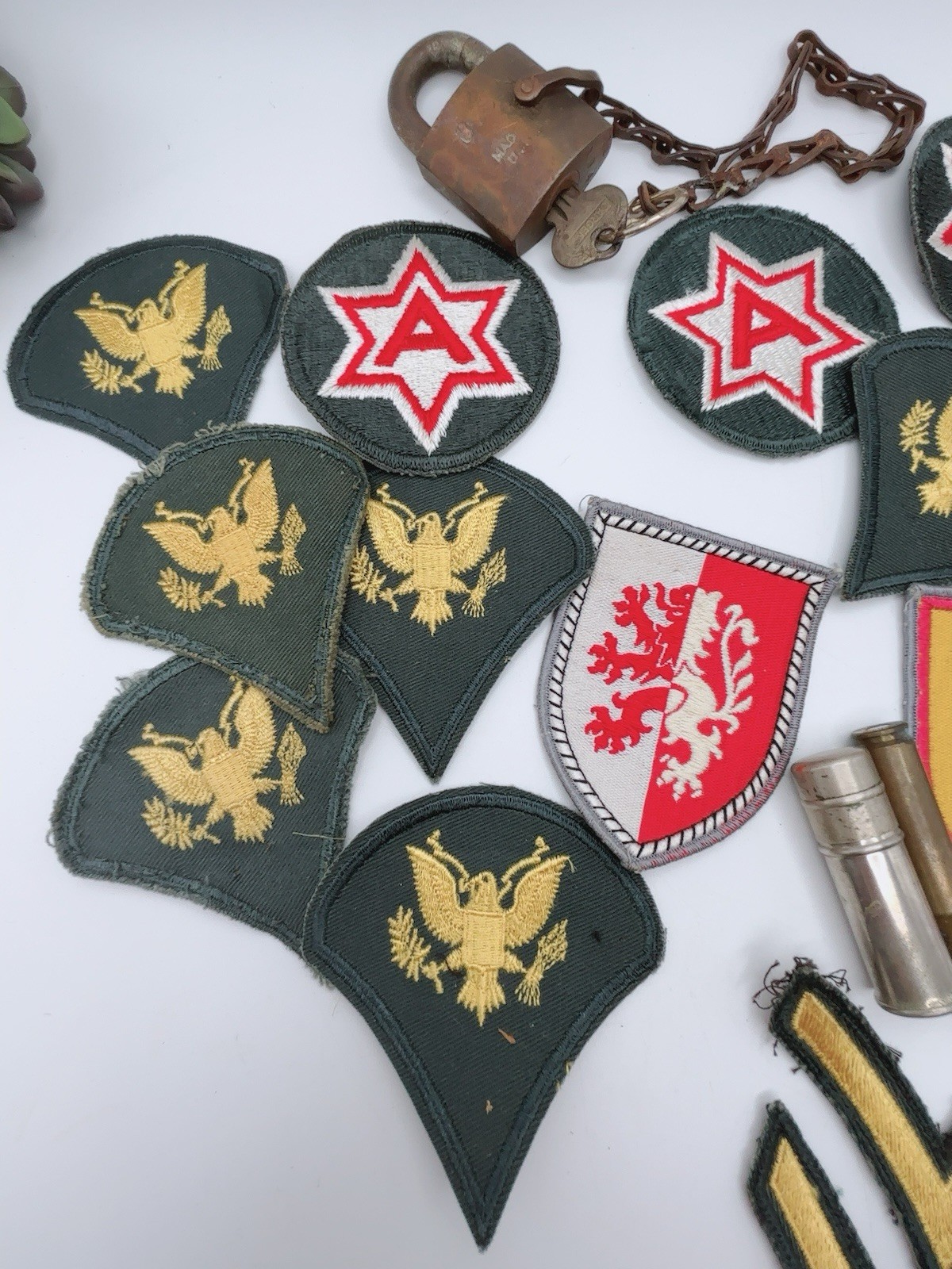 Lot Of Military Patches Locks Keys Vintage Padlock Old Collectibles
