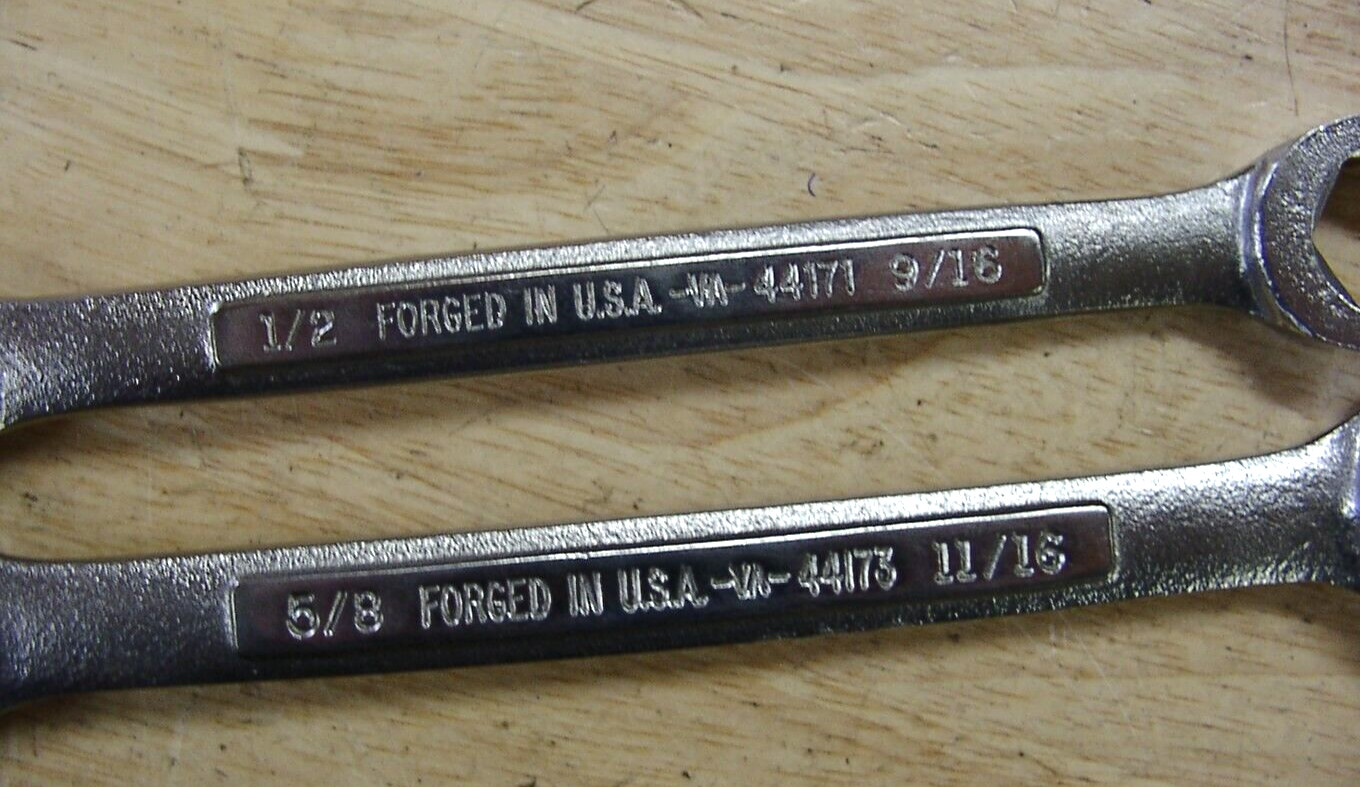 2 Vntg Craftsman V^ Open End Flare Nut 5/8 X 11/16 X 7-7/16,9/16 X 1/2 X 6-5/8