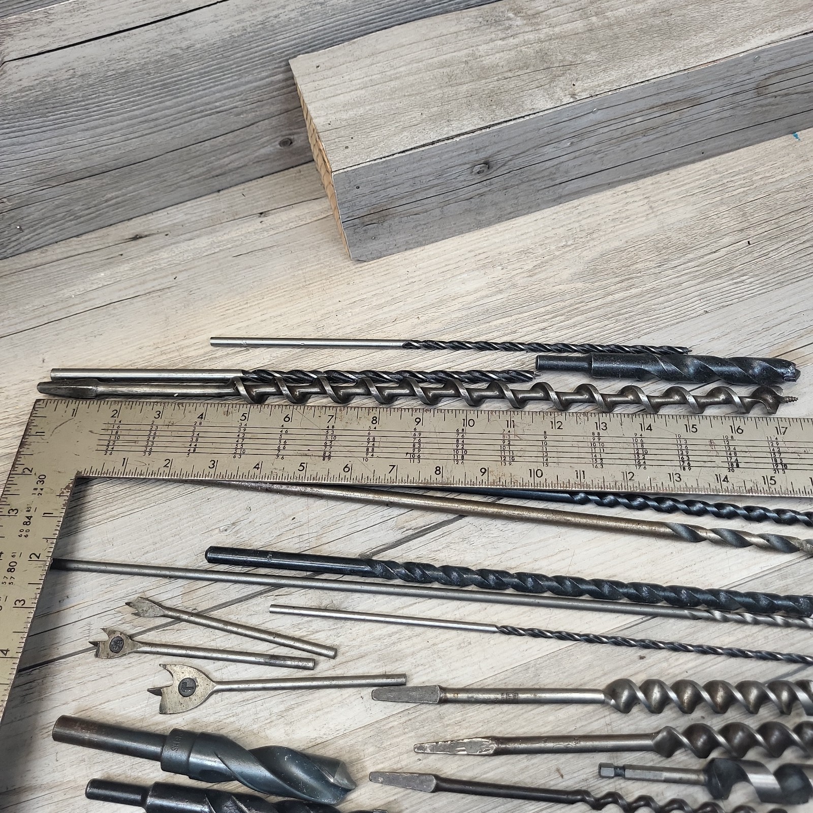 Lot of 25 antique assorted Vintage Auger Drill Long Bore Drill Bits Mixed