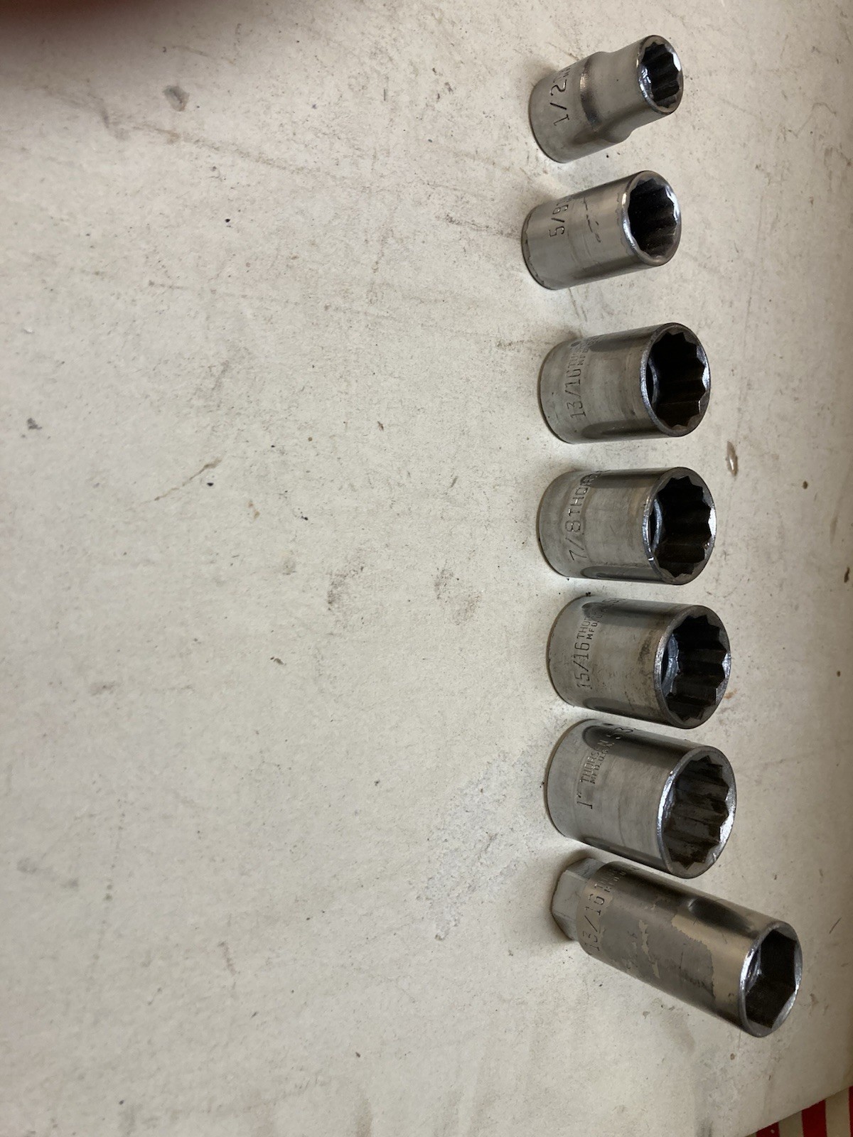 VINTAGE THORSEN sockets Lot Of 7 all 1/2″ Drive Made In USA