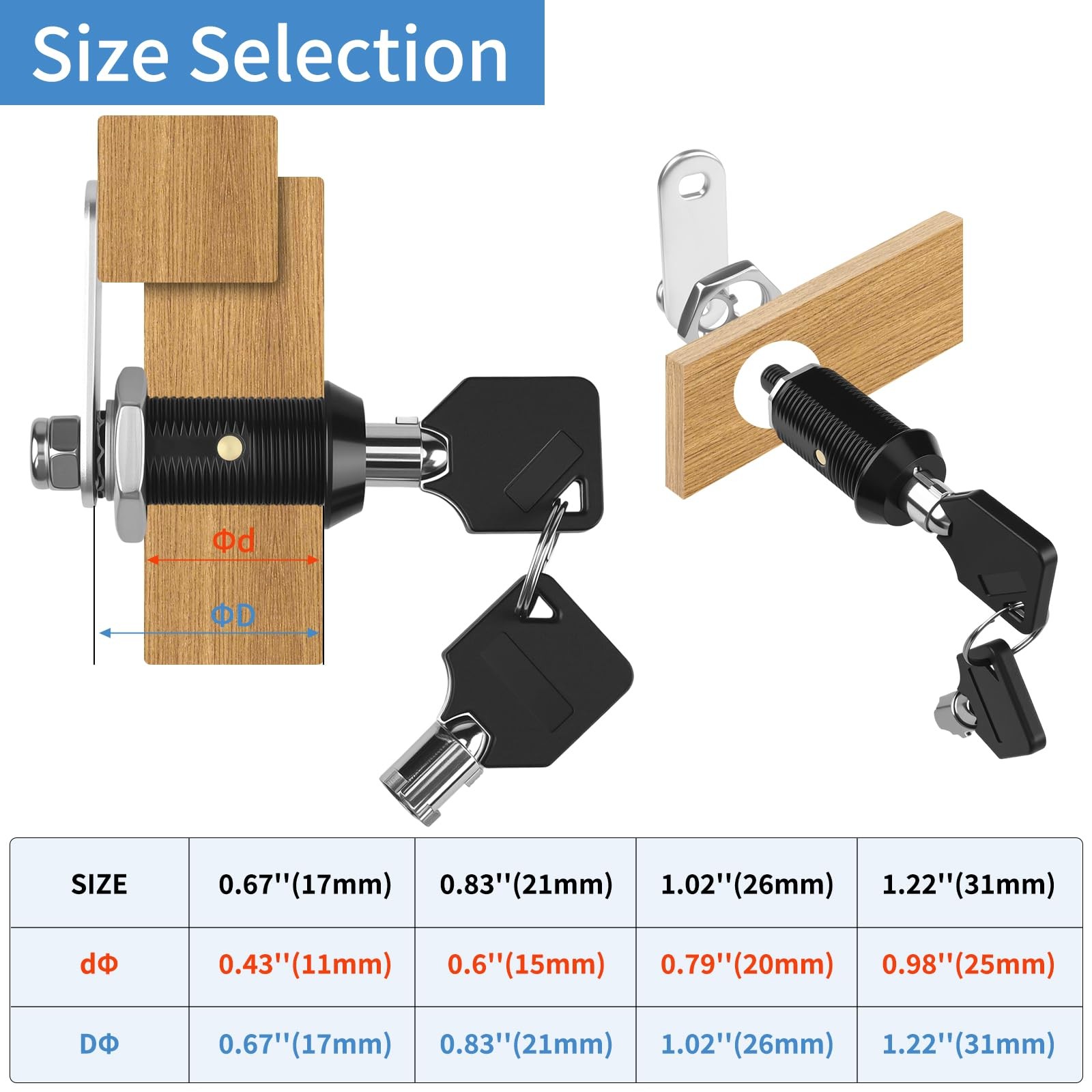 SUOLOCKI Black Toolbox Lock with Keys – Keyed Alike 1.02in, – 1 Pack