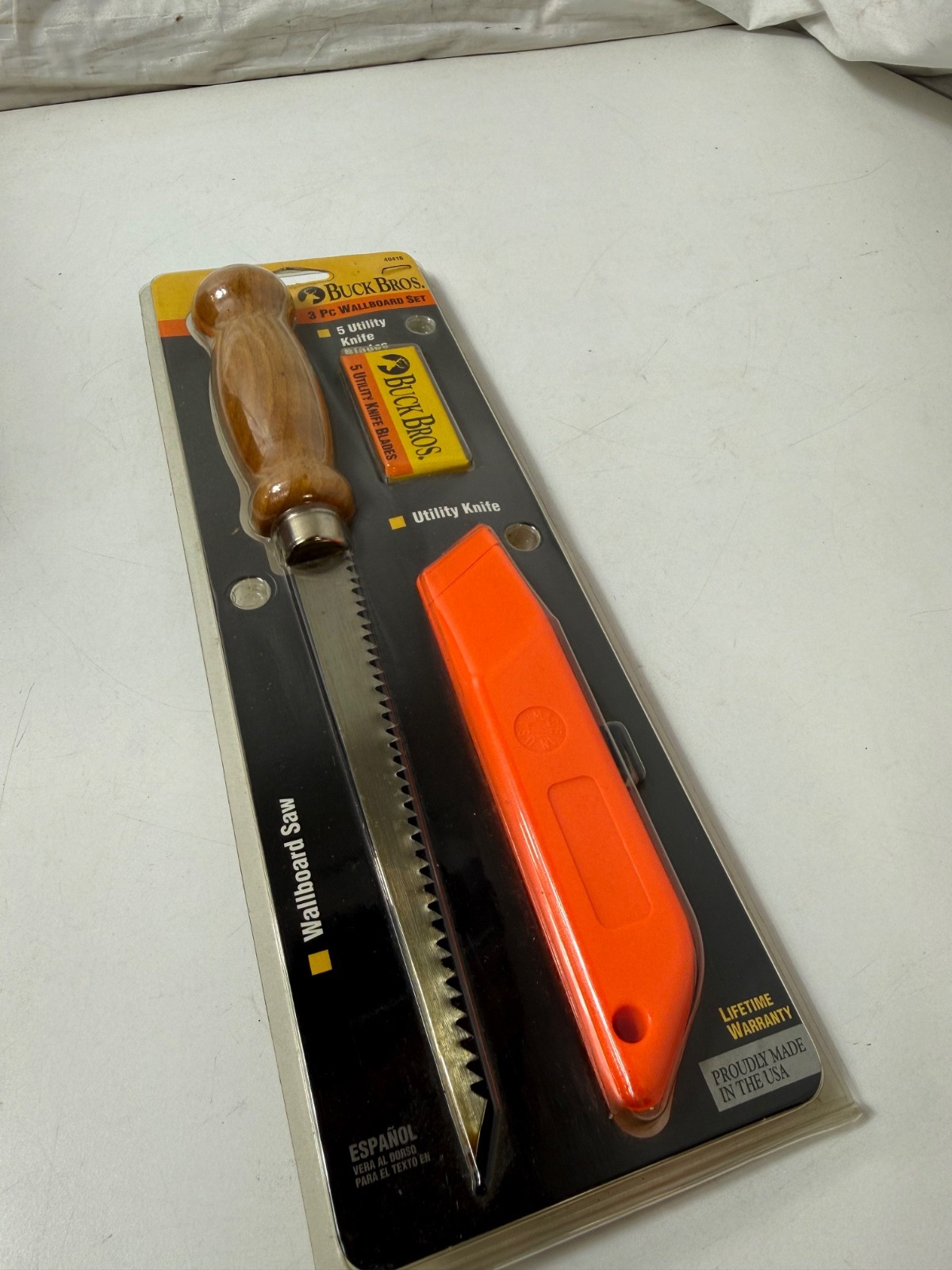 Buck Bros 3 Pc Wallboard Set Drywall Saw Utility Knife 5 Blades USA Made 40416