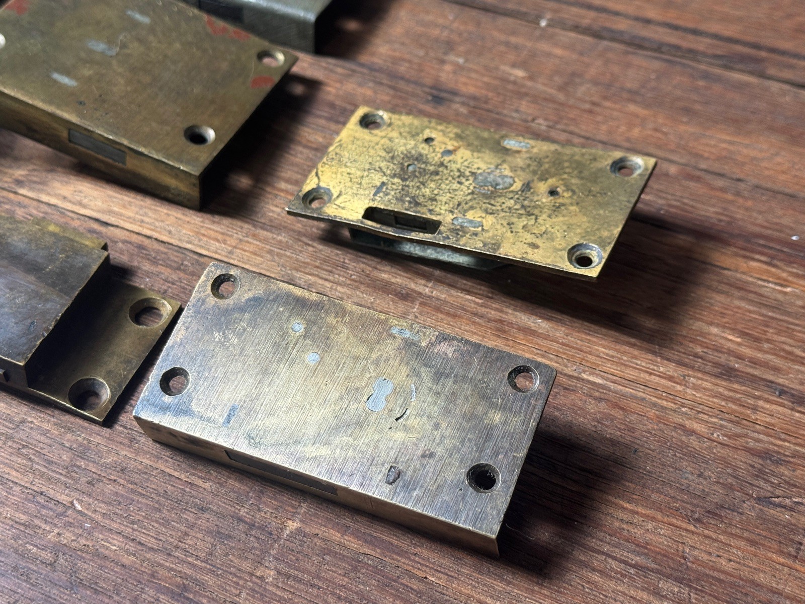Vintage Lot x7 Tin Cabinetry Drawer / Door Locks For Parts or Restoration LB3A