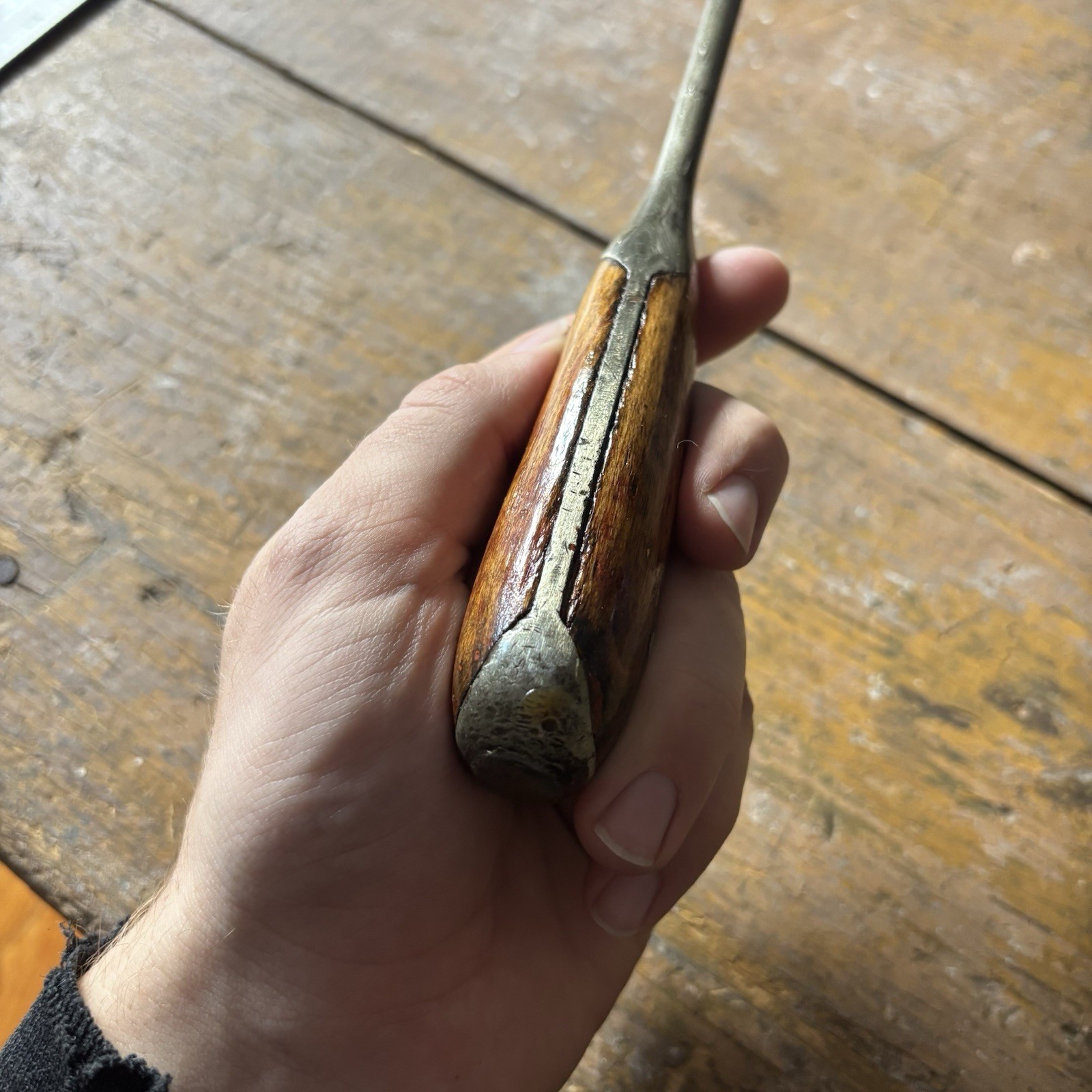 Vintage Lenox Number 6 Flat Head Screw Driver Two Piece Wood Handle As Is BENT
