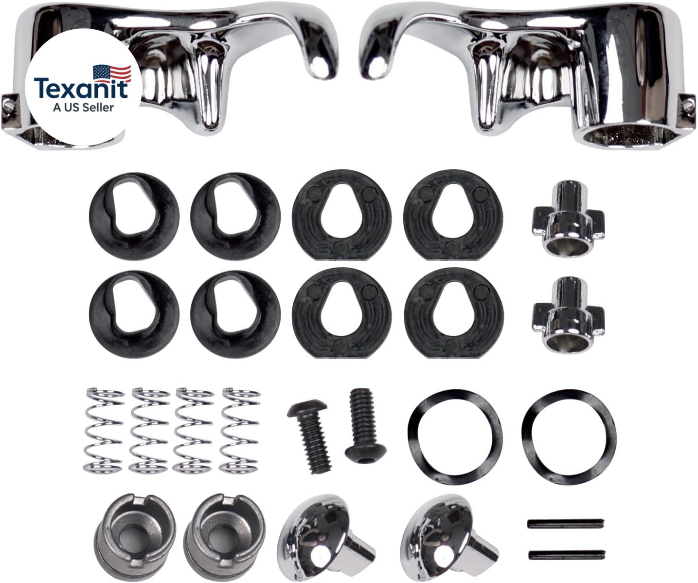 (Right+Left Locking Vent Window Handle Chrome Pair Set Compatible with 80-86 Che
