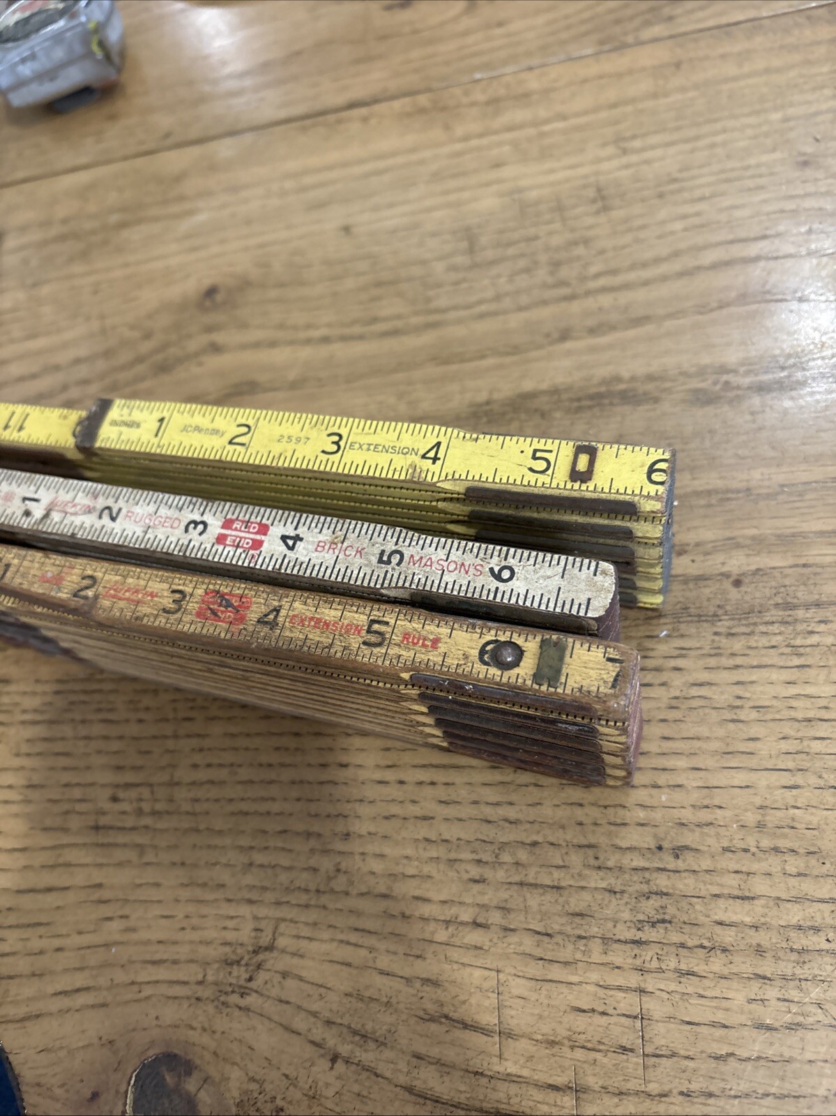 Lot Of 3 Vintage 6’ Extension Rule Measuring Sticks Lufkin X46 636 JC Penney 259