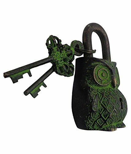 Brass Owl Lock Vintage Look with 2 Key and Decorative Use Gifting Lock Product