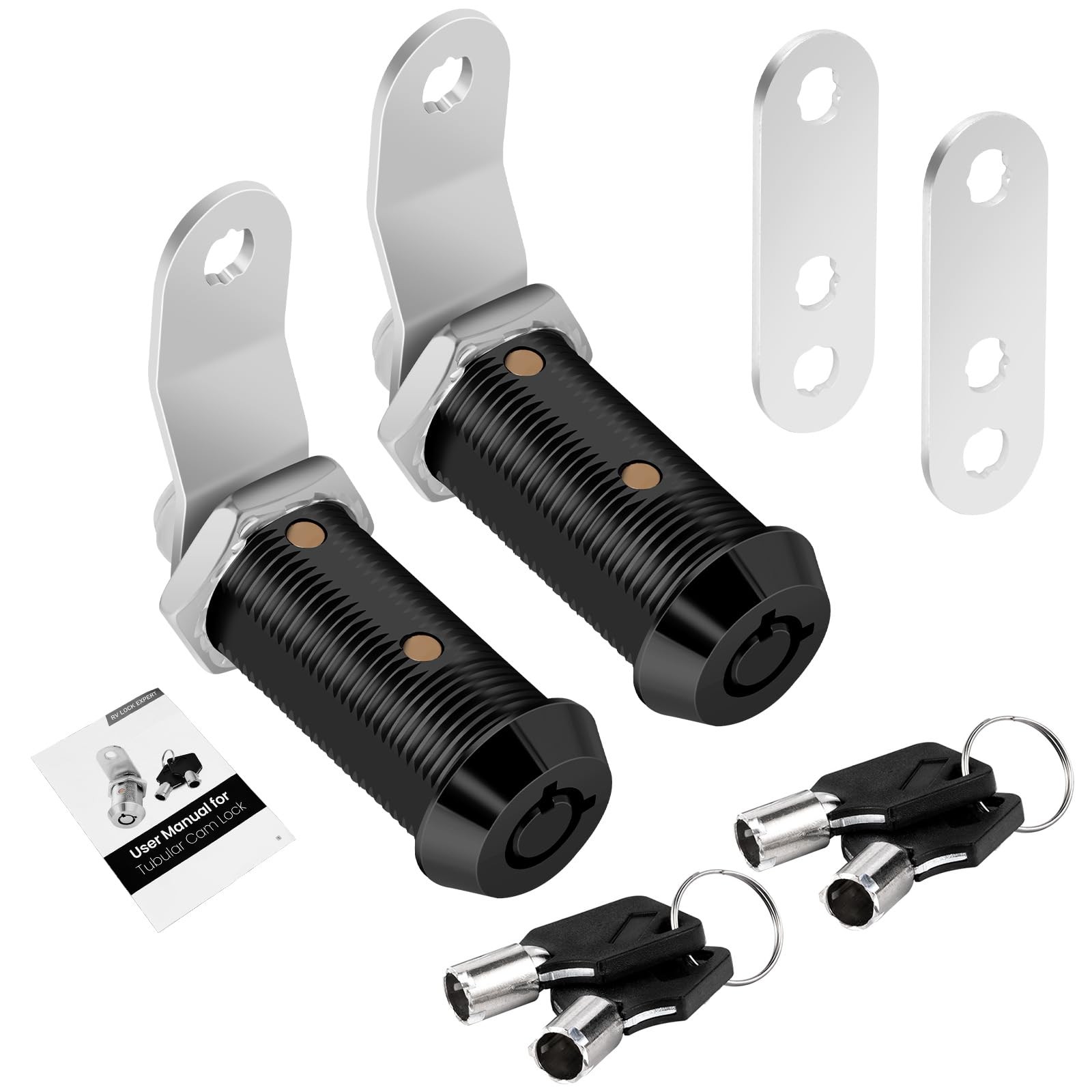 2 Pack Black Cabinet Lock with Keys, 1-1/2″ RV Storage Locks Keyed Alike, RV …