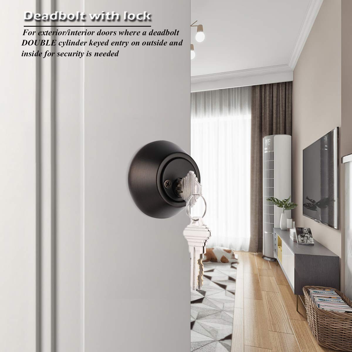 Gobrico 2 Keyed Alike Double Cylinder Deadbolts 2 Pack, Oil Rubbed Bronze