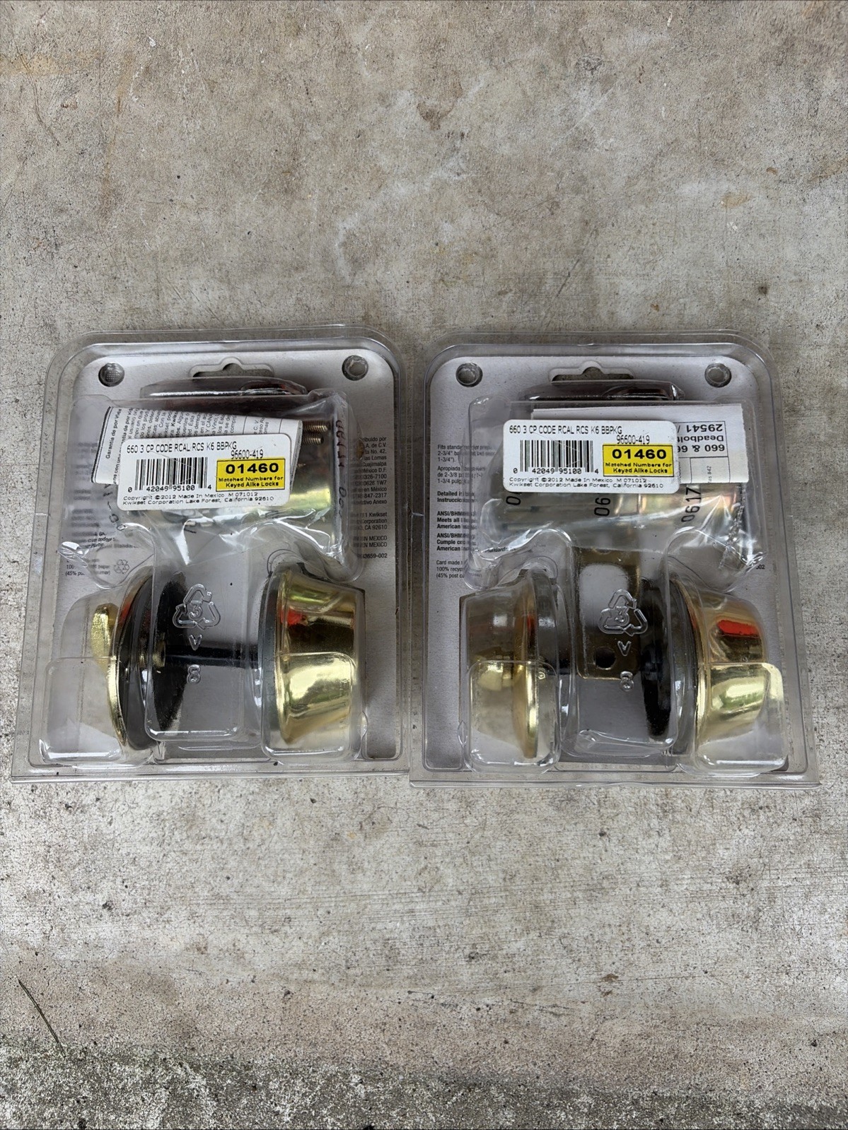 Pair of Kwikset 660 Deadbolt Locks, Keyed Alike, in Sealed Packages
