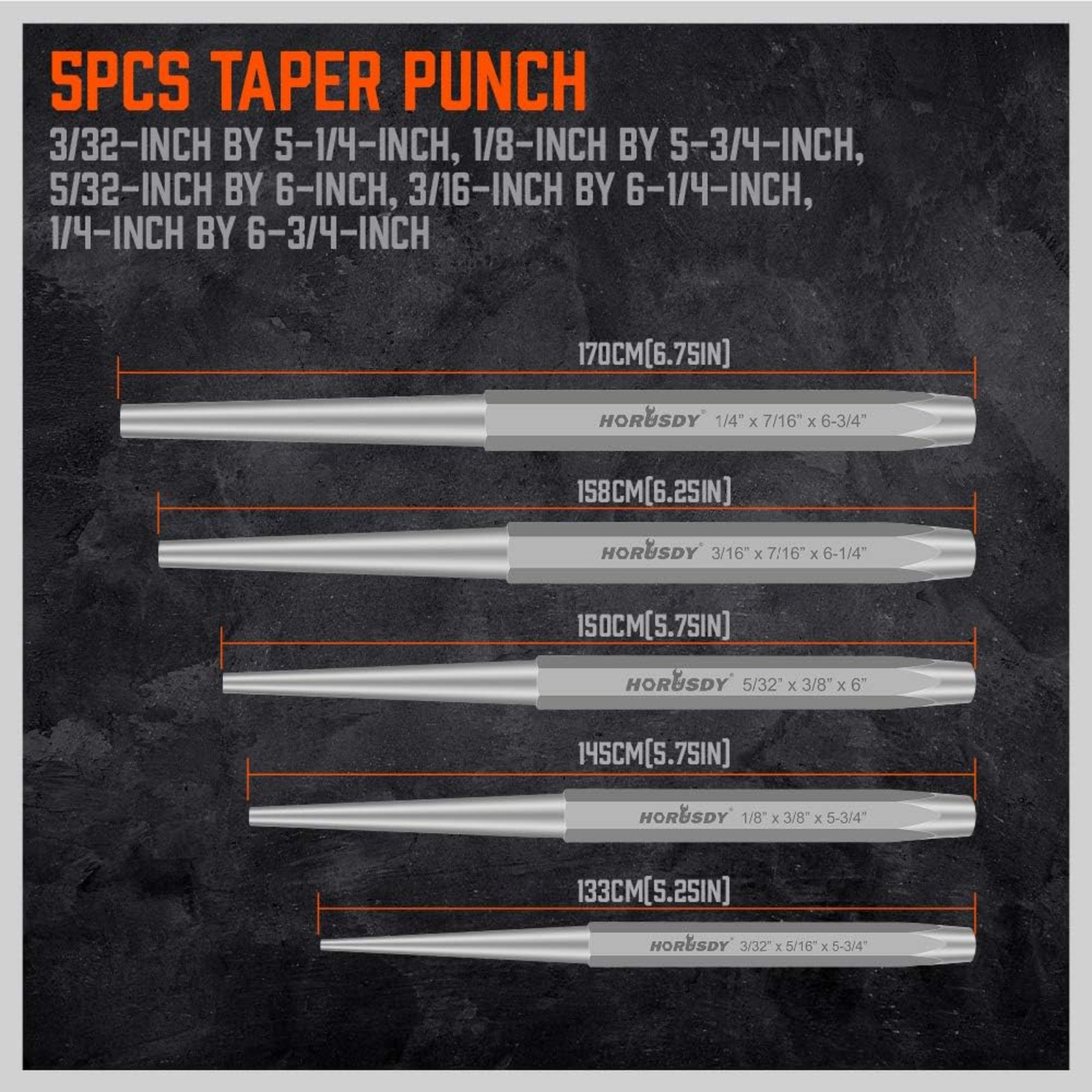 Punch and Chisel Set 16 Piece Chrome Vanadium Steel Taper Cold Center
