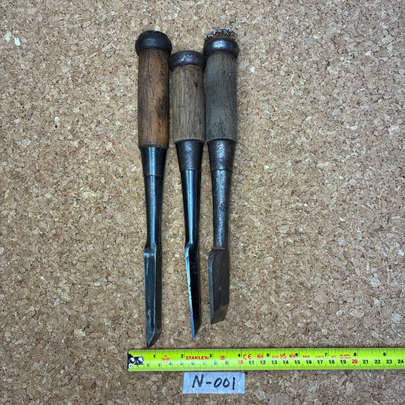 Japanese NOMI Chisel #N-001 , Set of 3 Carpenter Hand Tool Sculpture JAPAN,