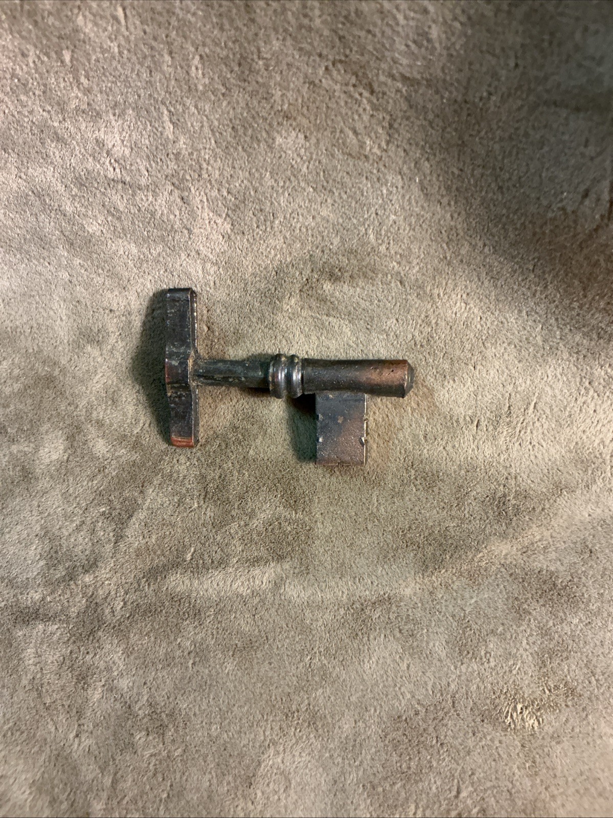Antique bronze House door key small size and unusual shape