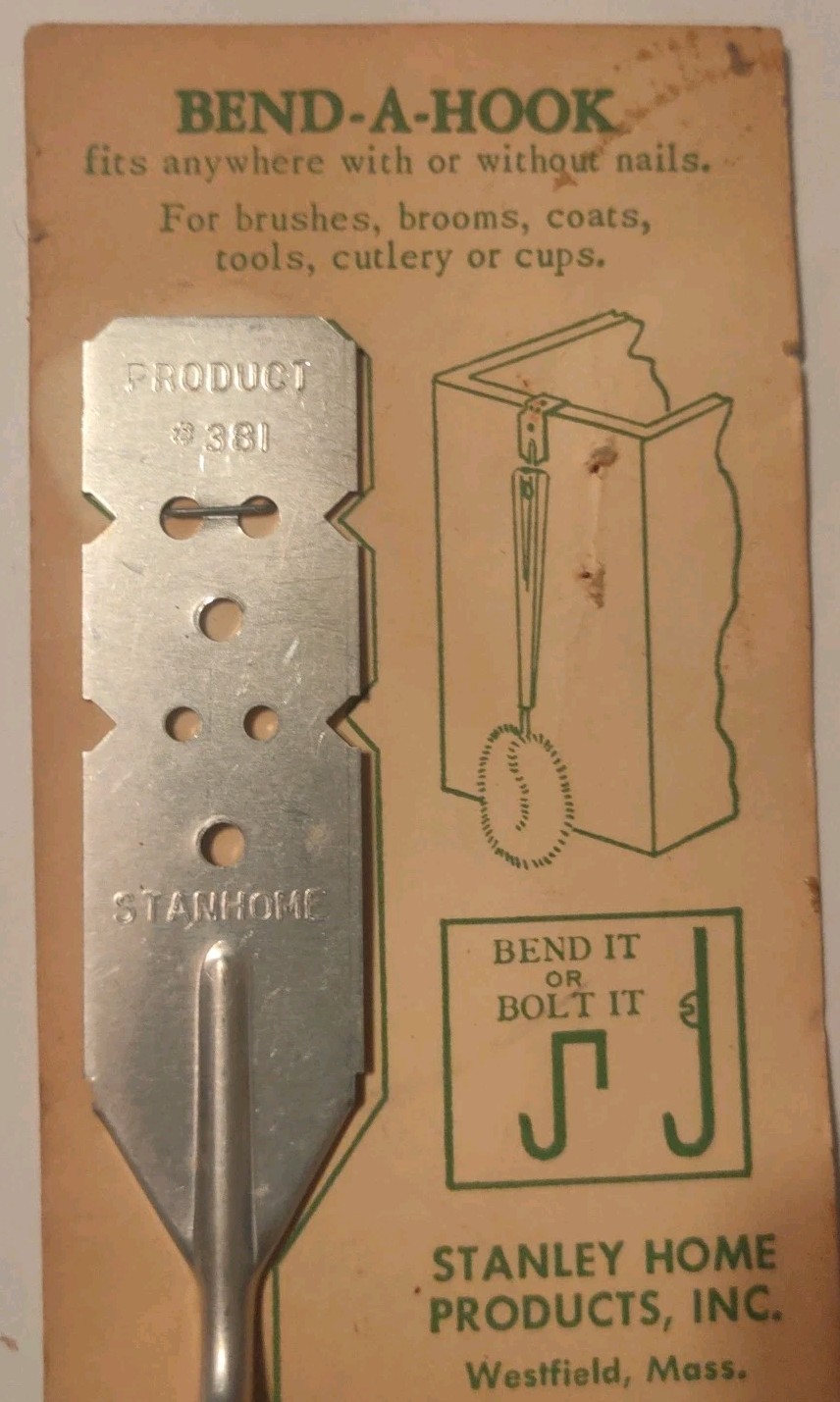 Vintage Bend A Hook Stanley Home Products With Or Without Nails USA #381 Silver
