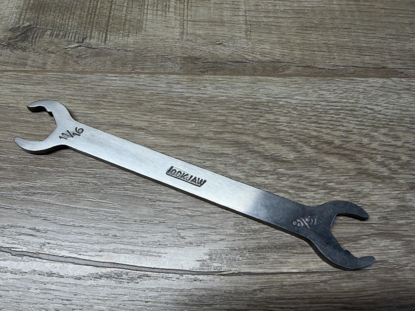 Vintage LockJaw Open End Wrench 5/8-11/16 Hand Tool Stainless US Pat #3785226
